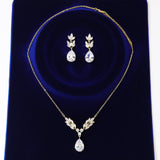 Swarovski Crystal Dainty Vine Leaves Drop Necklace Set , Bridal Jewelry, Bridal Earrings And Necklace, Statement Earrings Cz Necklace Set