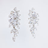 Swarovski Crystal Flower Leaves Earrings, Bridal Jewelry, Bridal Earrings, Crystal Bridal Earrings, Statement Earrings Cz