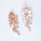 Swarovski Crystal Flower Leaves Earrings, Bridal Jewelry, Bridal Earrings, Crystal Bridal Earrings, Statement Earrings Cz