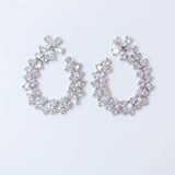 Swarovski Crystal Flower Circle Drops stud Earrings, Bridal Stud Earrings, Crystal Bridal Earrings, Statement Earrings Cz