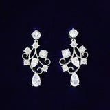 Swarovski Queens V Drop Necklace Set, Long Bridal Jewelry, Bridal Earrings And Necklace, Statement Earrings Cz Necklace Set