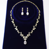 Swarovski Crystal Floral Leaves Diamond/Crystal Necklace, Bridal Necklace Set, Bridal Jewelry, Statement Necklace