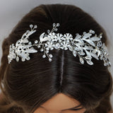 Swarovski Crystals Floral Leaves Garden Wedding Hair Vine, Pearl Bridal Hair Vine, Rhinestone Headband, Statement hair accessories.