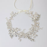 Swarovski Crystals Floral Leaves Garden Wedding Hair Vine, Pearl Bridal Hair Vine, Rhinestone Headband, Statement hair accessories.