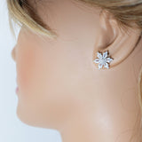 Swarovski Crystal Floral stud Earrings, Bridal Jewelry, Bridal Stud Earrings, Crystal Bridal Earrings, Statement Earrings Cz