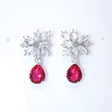 Cubic Zirconia Flower stud Drop Earrings, Bridal Jewelry, Bridal Stud Earrings, Crystal Bridal Earrings, Statement Earrings Cz