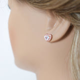 Cubic Zirconia Heart stud Earrings, Bridal Jewelry, Bridal Stud Earrings, Crystal Bridal Earrings, Statement Earrings Cz