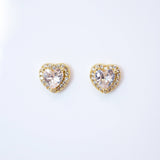 Cubic Zirconia Heart stud Earrings, Bridal Jewelry, Bridal Stud Earrings, Crystal Bridal Earrings, Statement Earrings Cz