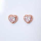 Cubic Zirconia Heart stud Earrings, Bridal Jewelry, Bridal Stud Earrings, Crystal Bridal Earrings, Statement Earrings Cz
