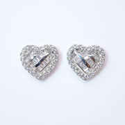 Cubic Zirconia Silver Dainty Heart stud Earrings, Bridal Jewelry, Bridal Stud Earrings, Crystal Bridal Earrings, Statement Earrings Cz