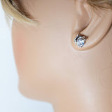 Cubic Zirconia Silver Dainty Dolphin stud Earrings, Bridal Jewelry, Bridal Stud Earrings, Crystal Bridal Earrings, Statement Earrings Cz
