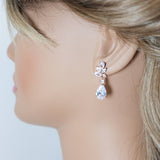 Cubic Zirconia Diamond Leaves TearDrop Earrings, Bridal Jewelry, Bridal Earrings, Crystal Bridal Earrings, Statement Earrings Cz