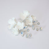 Swarovski Ceramic Opal White Flower Sparkling Crystal Long Bridal Jewelry Crystal Bridal Earrings Statement Earrings Cz