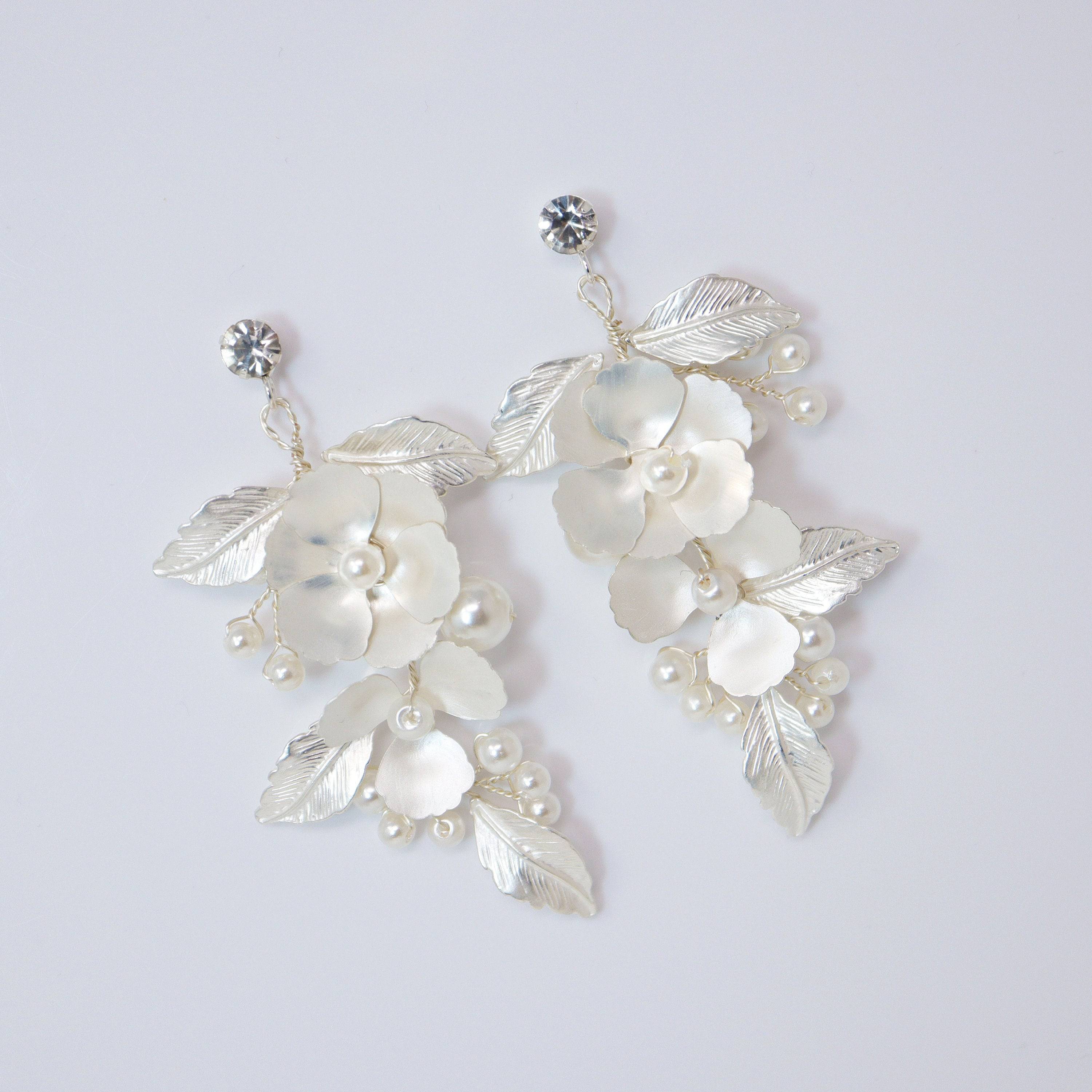 Swarovski Flower Petals Crystal, Rhinestone Earrings, Long Bridal Jewelry Bridal Earrings Crystal Bridal Earrings Statement Earrings Cz