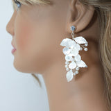 Swarovski Flower Petals Crystal, Rhinestone Earrings, Long Bridal Jewelry Bridal Earrings Crystal Bridal Earrings Statement Earrings Cz