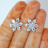 Swarovski Crystal Floral stud Earrings, Bridal Jewelry, Bridal Stud Earrings, Crystal Bridal Earrings, Statement Earrings Cz