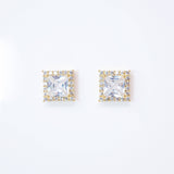 Cubic Zirconia Square stud Earrings, Bridal Jewelry, Bridal Stud Earrings, Crystal Bridal Earrings, Statement Earrings Cz