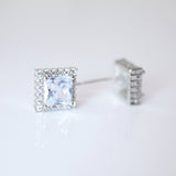 Cubic Zirconia Square stud Earrings, Bridal Jewelry, Bridal Stud Earrings, Crystal Bridal Earrings, Statement Earrings Cz