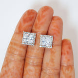 Cubic Zirconia Square stud Earrings, Bridal Jewelry, Bridal Stud Earrings, Crystal Bridal Earrings, Statement Earrings Cz