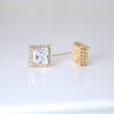 Cubic Zirconia Square stud Earrings, Bridal Jewelry, Bridal Stud Earrings, Crystal Bridal Earrings, Statement Earrings Cz