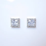 Cubic Zirconia Square stud Earrings, Bridal Jewelry, Bridal Stud Earrings, Crystal Bridal Earrings, Statement Earrings Cz