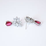 Cubic Zirconia Flower stud Drop Earrings, Bridal Jewelry, Bridal Stud Earrings, Crystal Bridal Earrings, Statement Earrings Cz