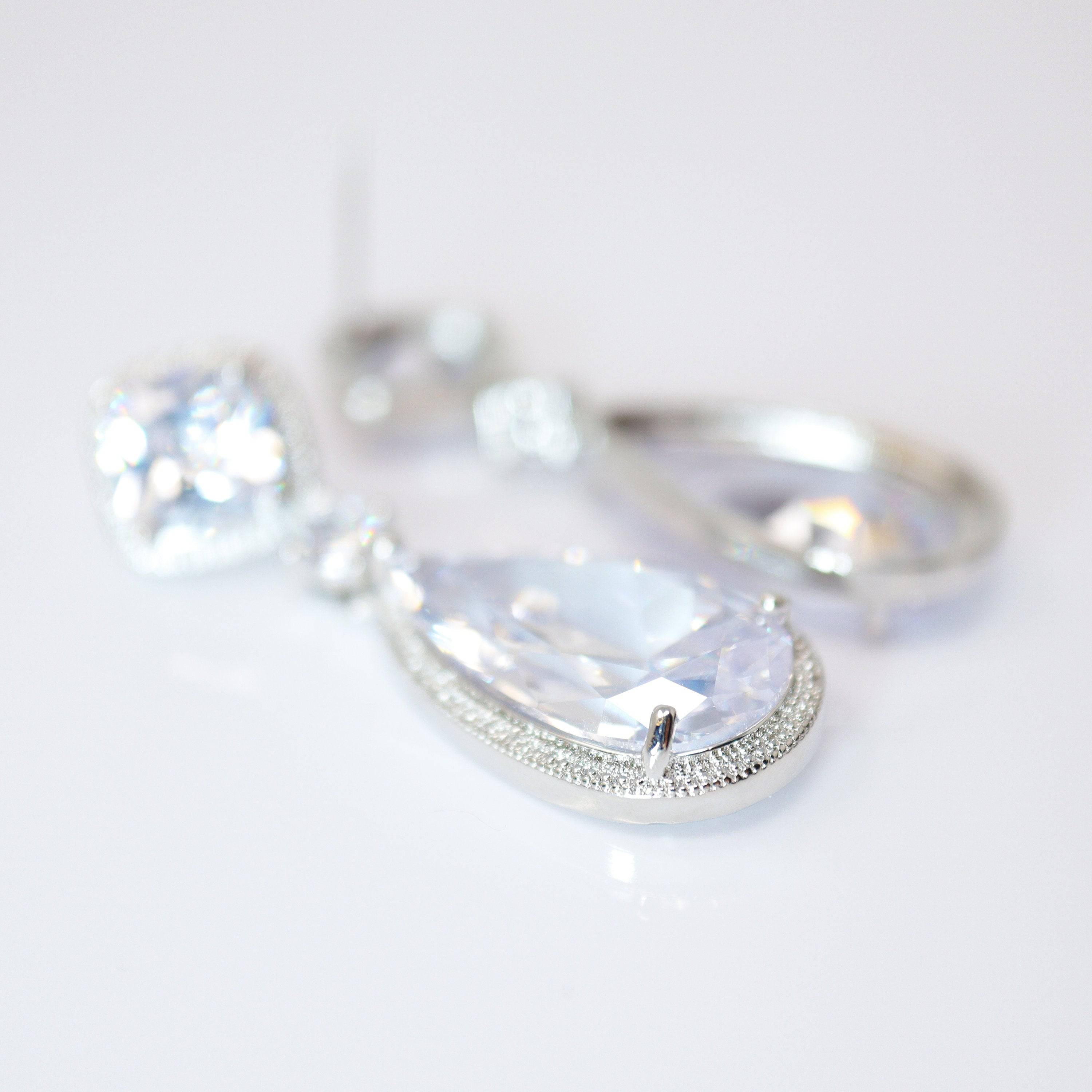 Cubic Zirconia Diamond Drop Galaxy Earrings, Bridal Jewelry, Bridal Earrings, Crystal Bridal Earrings, Statement Earrings C
