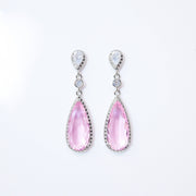 Cubic Zirconia Diamond Pink Drop Galaxy Earrings, Bridal Jewelry, Bridal Earrings, Crystal Bridal Earrings, Statement Earrings C