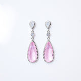 Cubic Zirconia Diamond Pink Drop Galaxy Earrings, Bridal Jewelry, Bridal Earrings, Crystal Bridal Earrings, Statement Earrings C