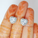 Cubic Zirconia Heart stud Earrings, Bridal Jewelry, Bridal Stud Earrings, Crystal Bridal Earrings, Statement Earrings Cz