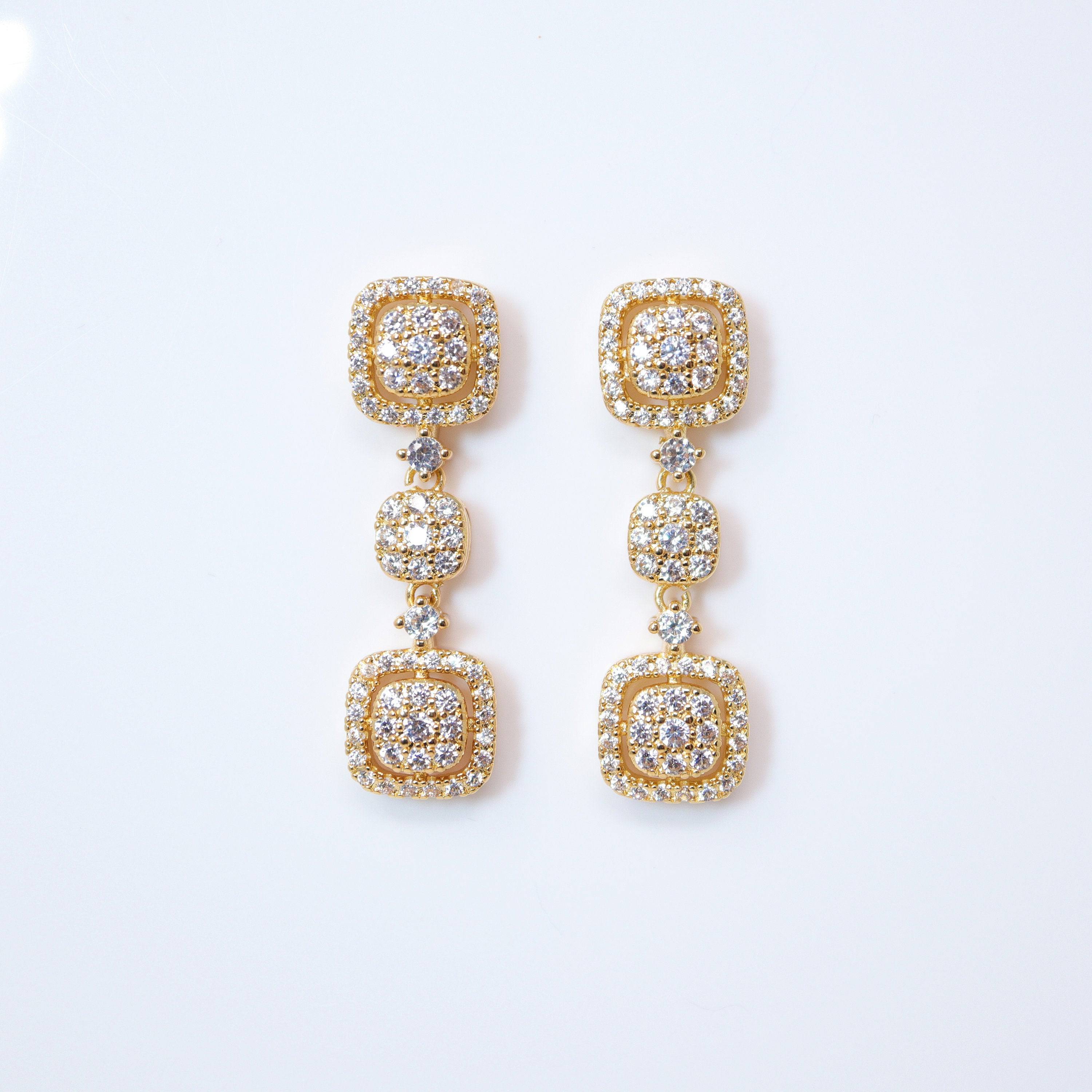 Cubic Zirconia Stargazing Diamond Earrings, Bridal Jewelry, Bridal Earrings, Crystal Bridal Earrings, Statement Earrings Cz