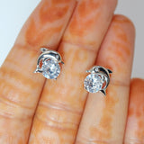 Cubic Zirconia Silver Dainty Dolphin stud Earrings, Bridal Jewelry, Bridal Stud Earrings, Crystal Bridal Earrings, Statement Earrings Cz