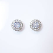 Cubic Zirconia Silver Dainty Round stud Earrings, Bridal Jewelry, Bridal Stud Earrings, Crystal Bridal Earrings, Statement Earrings Cz