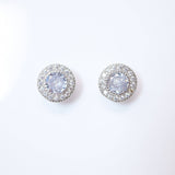 Cubic Zirconia Silver Dainty Round stud Earrings, Bridal Jewelry, Bridal Stud Earrings, Crystal Bridal Earrings, Statement Earrings Cz
