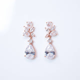 Cubic Zirconia Diamond Leaves TearDrop Earrings, Bridal Jewelry, Bridal Earrings, Crystal Bridal Earrings, Statement Earrings Cz