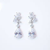Cubic Zirconia Diamond Leaves TearDrop Earrings, Bridal Jewelry, Bridal Earrings, Crystal Bridal Earrings, Statement Earrings Cz