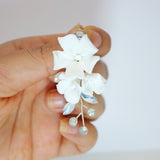 Swarovski Ceramic Opal White Flower Sparkling Crystal Long Bridal Jewelry Crystal Bridal Earrings Statement Earrings Cz