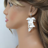 Swarovski Flower Petals Crystal, Rhinestone Earrings, Long Bridal Jewelry Bridal Earrings Crystal Bridal Earrings Statement Earrings Cz