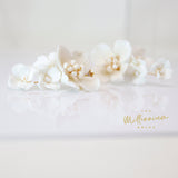 Swarovski Ceramic White Flower Pearl Sparkling Crystal Long Bridal Jewelry Crystal Bridal Earrings Statement Earrings Cz