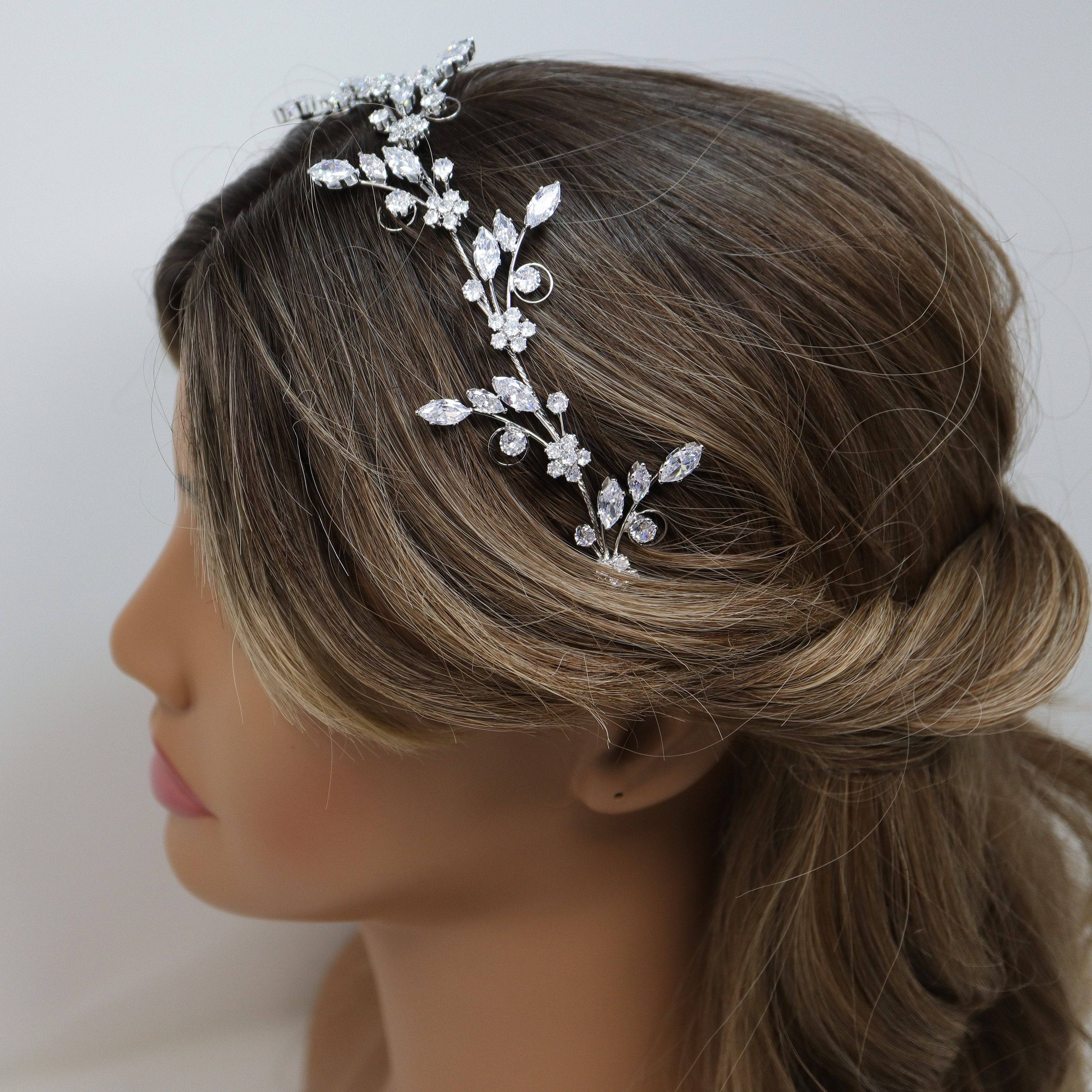 Swarovski Crystals Floral Vine Leaves Hair Vine Headband, Bridal Hair Vine, Rhinestone Headband, Delicate Headband, Hair accessories.