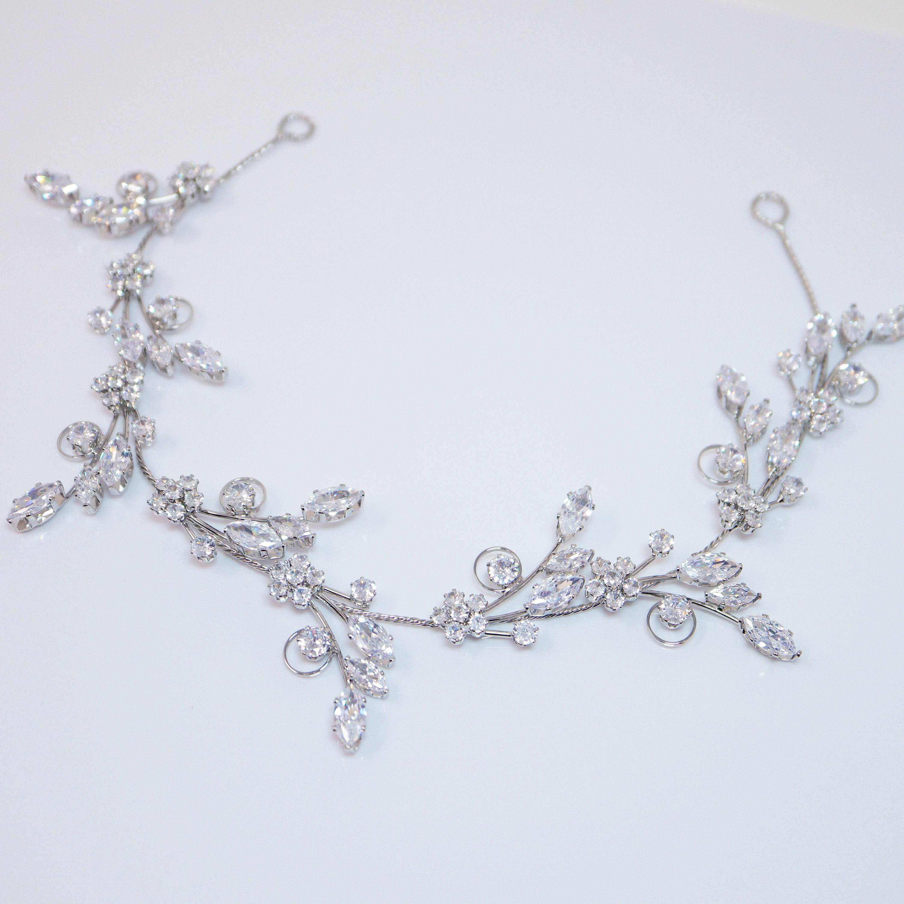 Swarovski Crystals Floral Vine Leaves Hair Vine Headband, Bridal Hair Vine, Rhinestone Headband, Delicate Headband, Hair accessories.