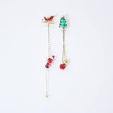 Two In One Climbing Santa tassel Christmas Tree Earrings, Long Tassel Christmas Earrings Statement Christmas earrings.