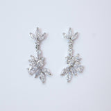 Swarovski Crystal Lotus Leaves Flower Dainty Earrings, Bridal Jewelry, Bridal Earrings, Crystal Bridal Earrings, Statement Earrings Cz
