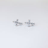 6mm Swarovski Crystal 14k Gold And Sterling Silver Cross Cartilage Hoop Earrings, Statement Earrings, Upper Helix Hoop Earrings.