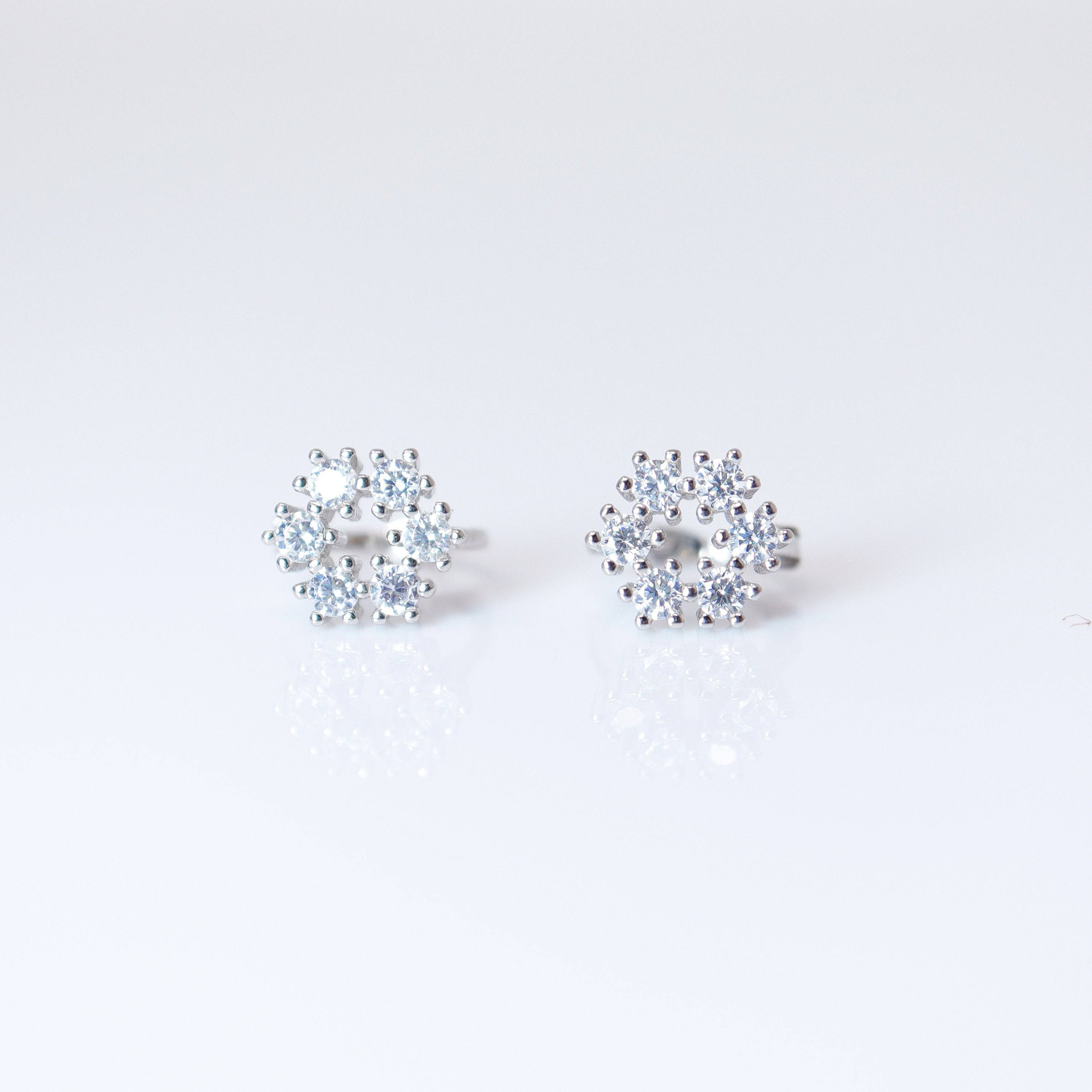 6mm Swarovski Crystal 14k Gold And Sterling Silver Floral Cartilage Hoop Earrings, Statement Earrings, Upper Helix Hoop Earrings.