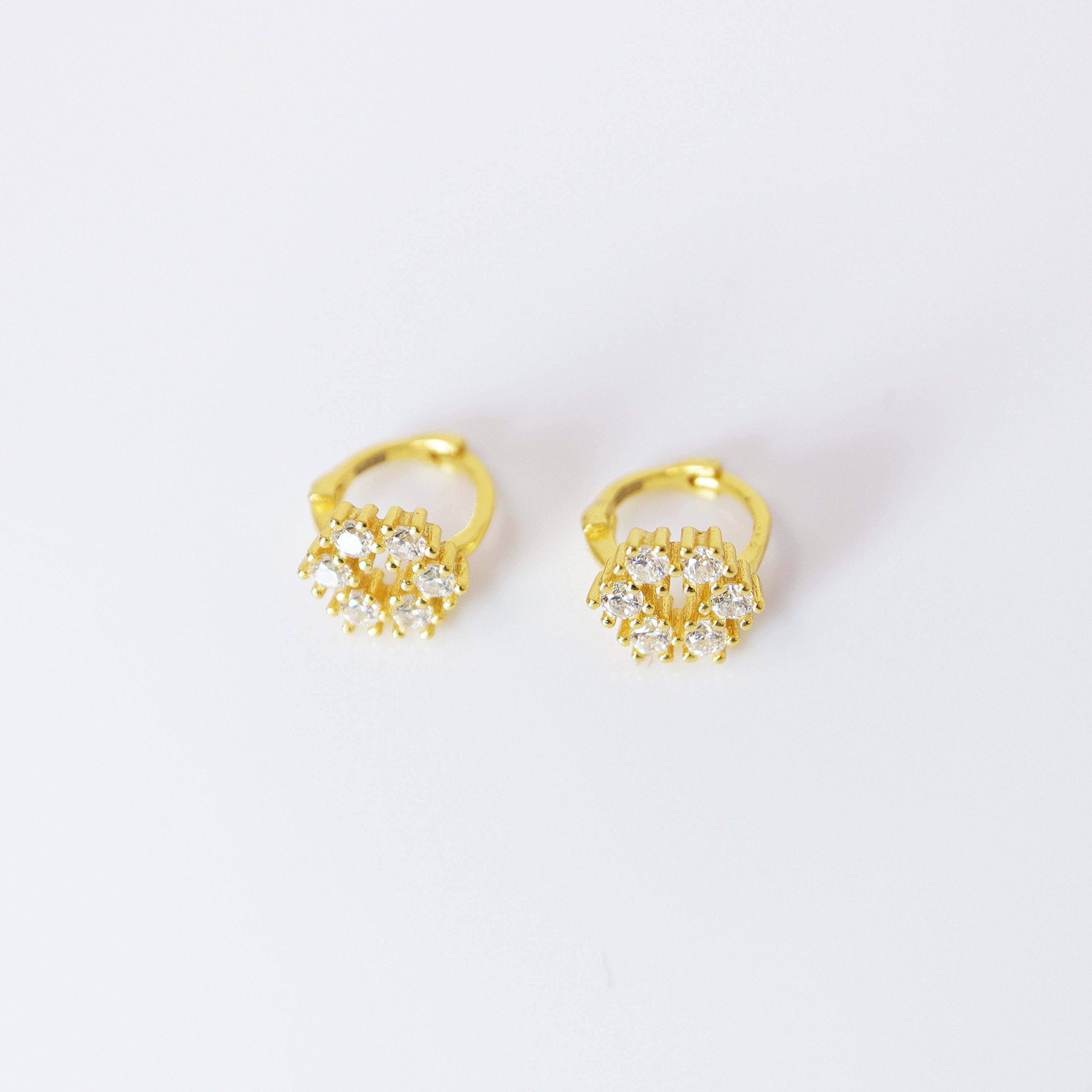 6mm Swarovski Crystal 14k Gold And Sterling Silver Floral Cartilage Hoop Earrings, Statement Earrings, Upper Helix Hoop Earrings.