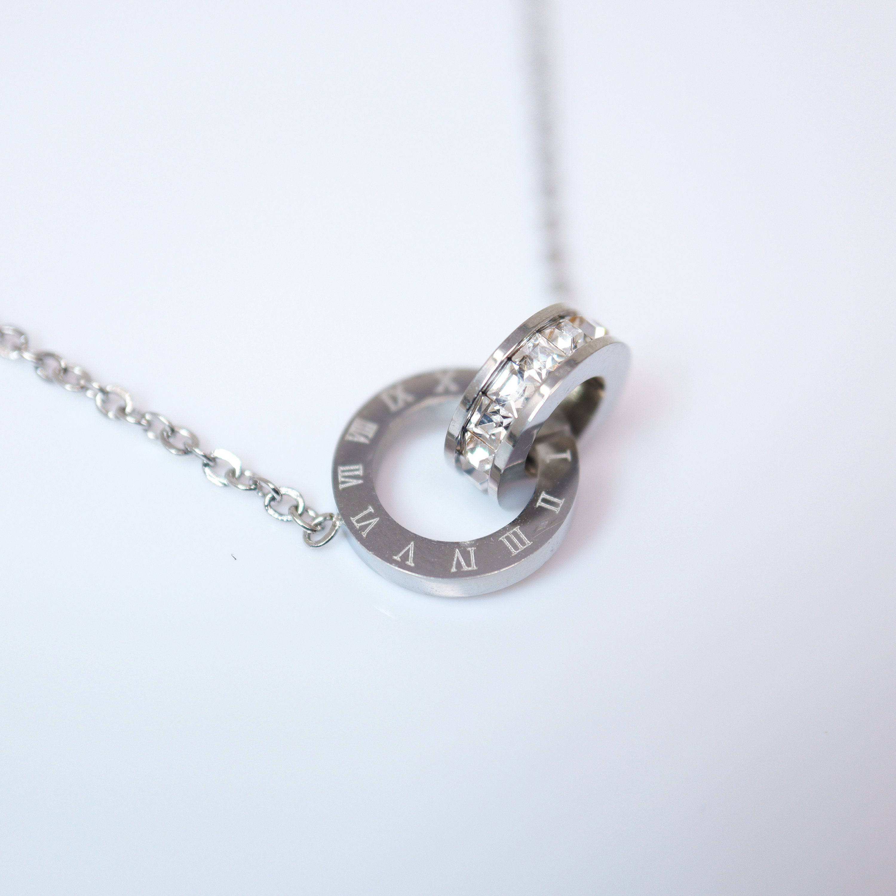 Eternity Roman Numerals Circle Necklace • Infinity Necklace • Minimalist • Linked Circles Necklace • Connected Circles • Interlocking Rings