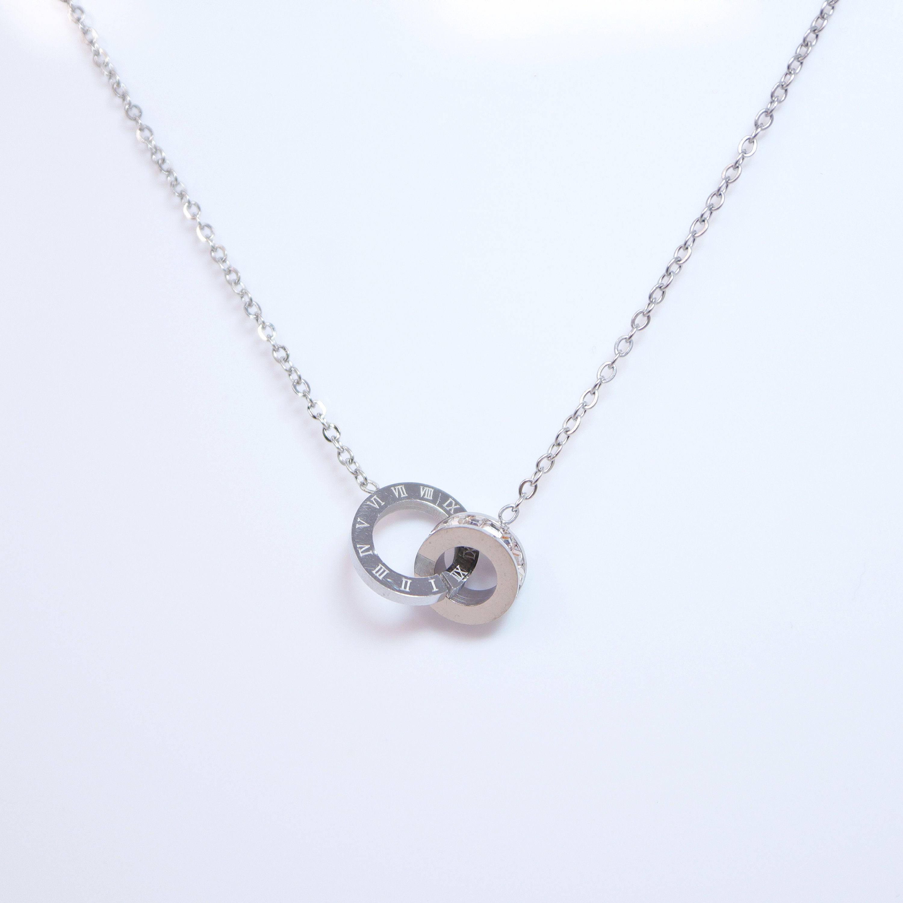 Eternity Roman Numerals Circle Necklace • Infinity Necklace • Minimalist • Linked Circles Necklace • Connected Circles • Interlocking Rings