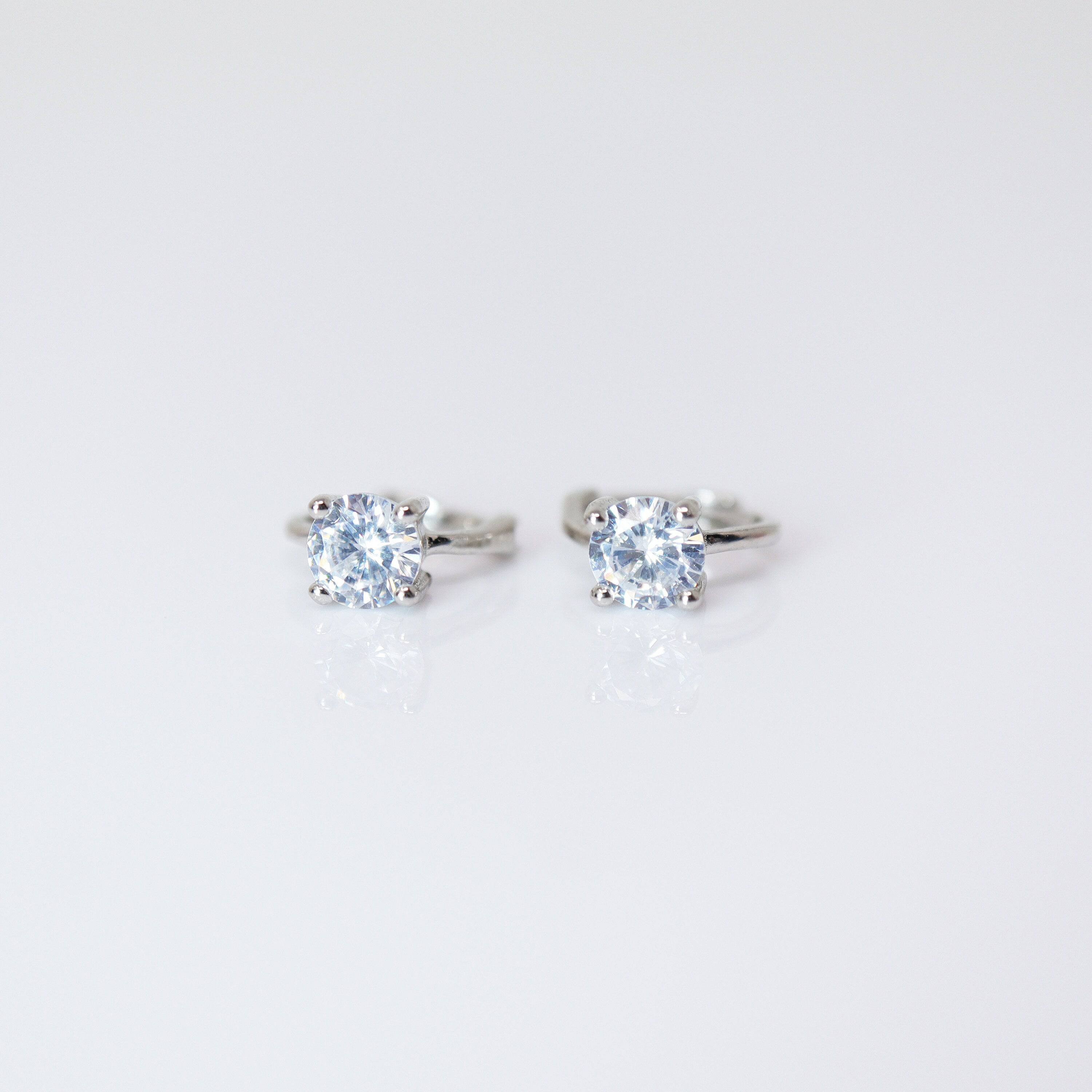 6mm Swarovski Crystal 14k Gold And Sterling Silver Cartilage Hoop Earrings, Statement Earrings, Upper Helix Hoop Earrings.
