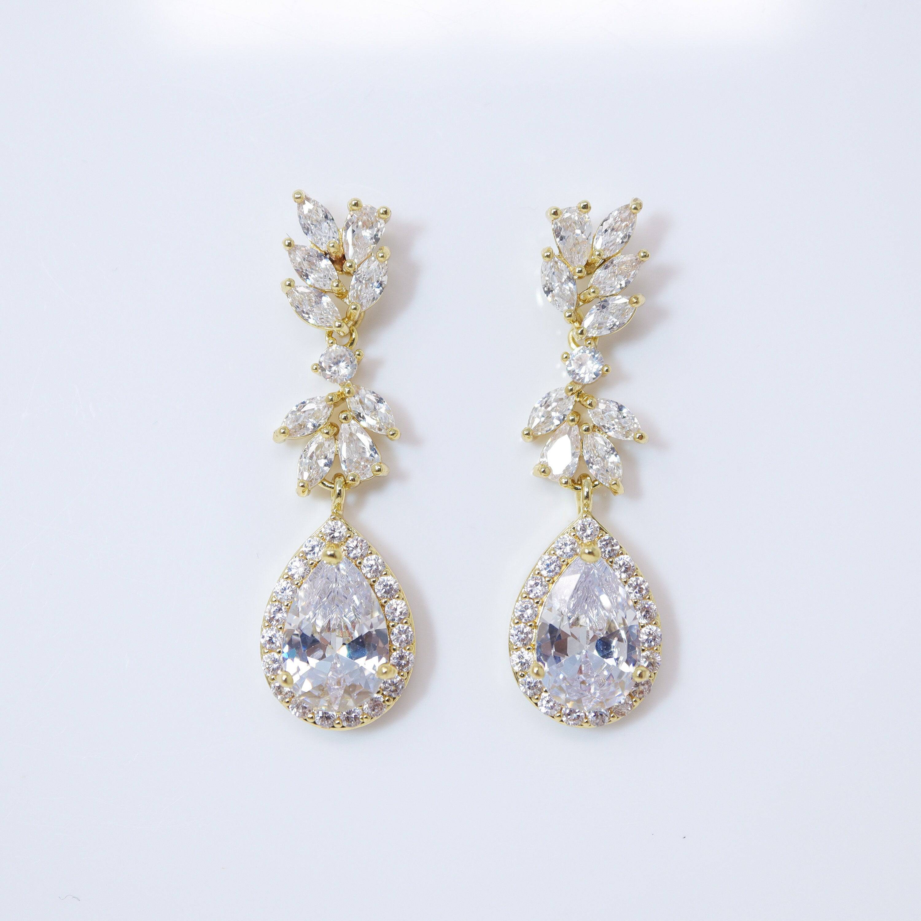 Swarovski Vine Leaves Drop, Long Dangle Crystal, Diamond Earrings, Long Bridal Jewelry, Crystal Bridal Earrings, Statement Earrings Cz